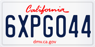 CA license plate 6XPG044