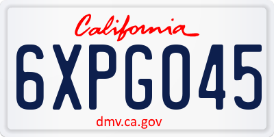 CA license plate 6XPG045