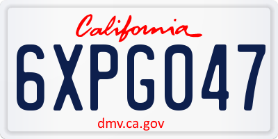CA license plate 6XPG047