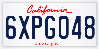 CA license plate 6XPG048