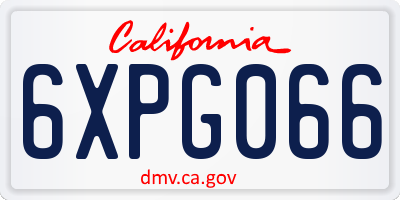 CA license plate 6XPG066