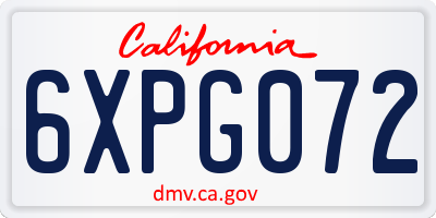 CA license plate 6XPG072