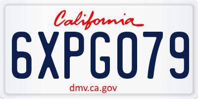 CA license plate 6XPG079