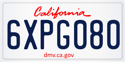 CA license plate 6XPG080