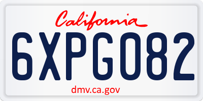 CA license plate 6XPG082