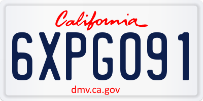 CA license plate 6XPG091