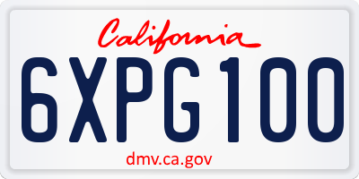 CA license plate 6XPG100