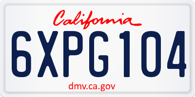 CA license plate 6XPG104