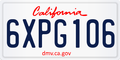CA license plate 6XPG106