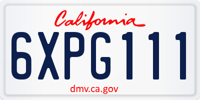 CA license plate 6XPG111