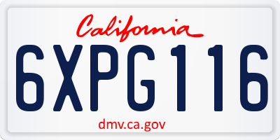 CA license plate 6XPG116
