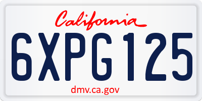 CA license plate 6XPG125