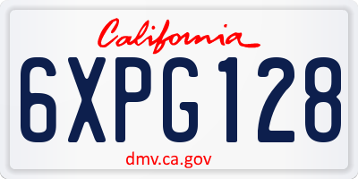 CA license plate 6XPG128