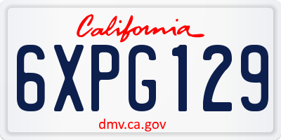 CA license plate 6XPG129