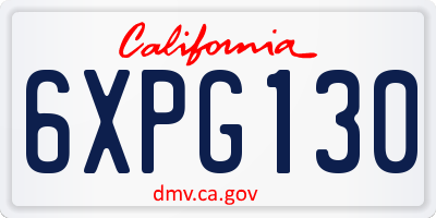 CA license plate 6XPG130