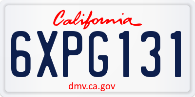 CA license plate 6XPG131