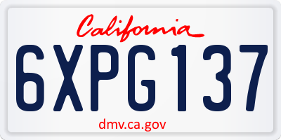 CA license plate 6XPG137