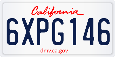 CA license plate 6XPG146