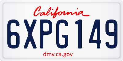 CA license plate 6XPG149