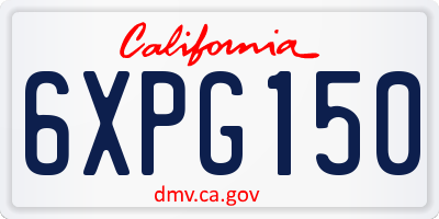 CA license plate 6XPG150