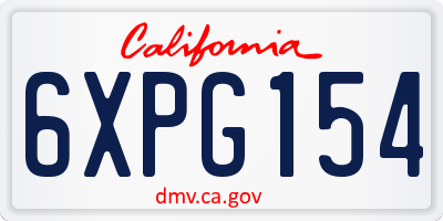 CA license plate 6XPG154