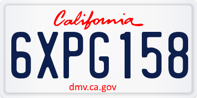 CA license plate 6XPG158