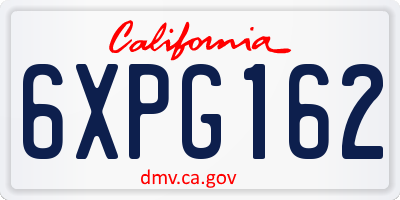 CA license plate 6XPG162