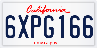 CA license plate 6XPG166