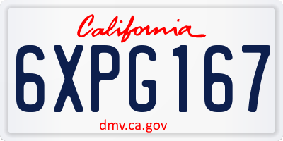 CA license plate 6XPG167