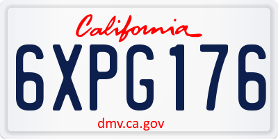 CA license plate 6XPG176
