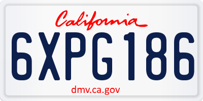 CA license plate 6XPG186