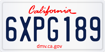 CA license plate 6XPG189