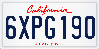 CA license plate 6XPG190