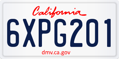 CA license plate 6XPG201