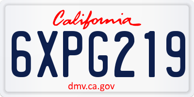 CA license plate 6XPG219