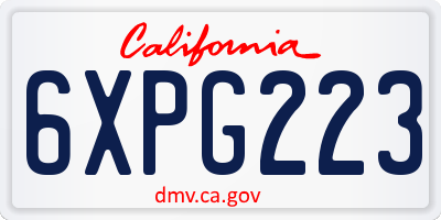 CA license plate 6XPG223