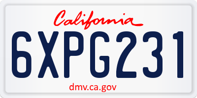 CA license plate 6XPG231