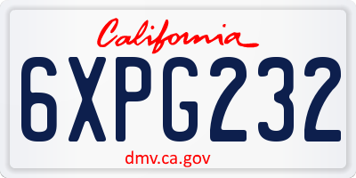 CA license plate 6XPG232