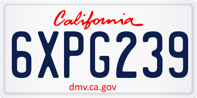 CA license plate 6XPG239