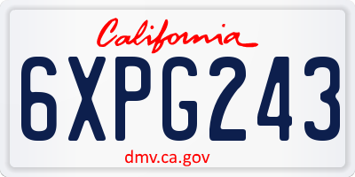 CA license plate 6XPG243