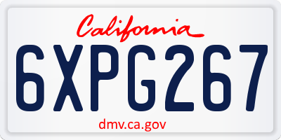 CA license plate 6XPG267