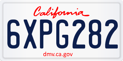 CA license plate 6XPG282