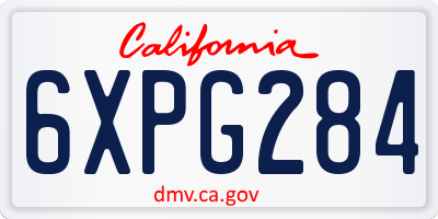 CA license plate 6XPG284
