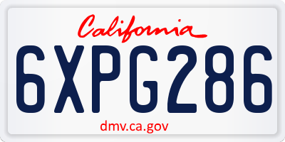 CA license plate 6XPG286