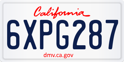 CA license plate 6XPG287