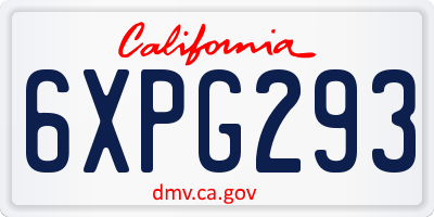 CA license plate 6XPG293