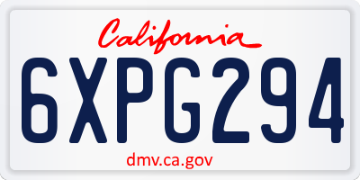 CA license plate 6XPG294
