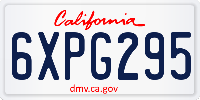 CA license plate 6XPG295
