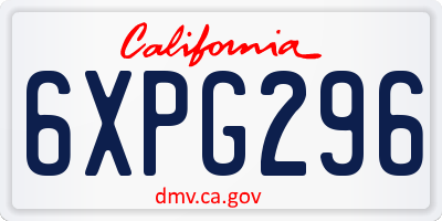 CA license plate 6XPG296