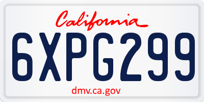 CA license plate 6XPG299